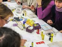 Открытка и блокнот в технике скрапбукинга  с использованием клея UHU. М-кл от компании Авале